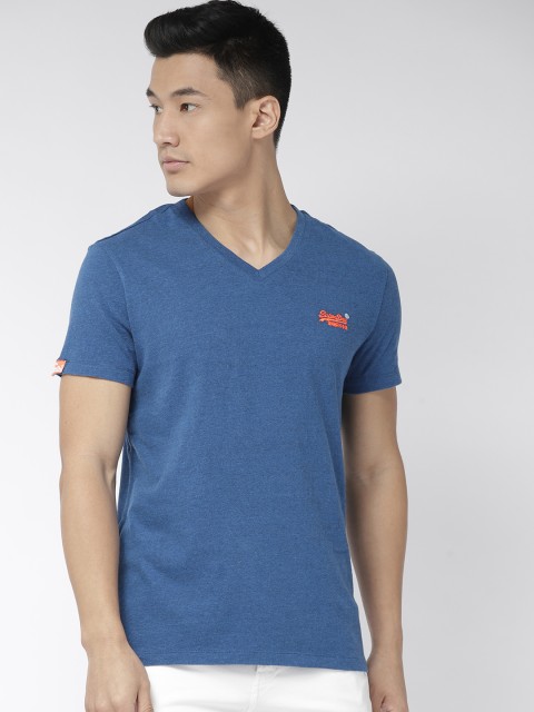 

Superdry Men Navy Blue Solid V-Neck T-shirt