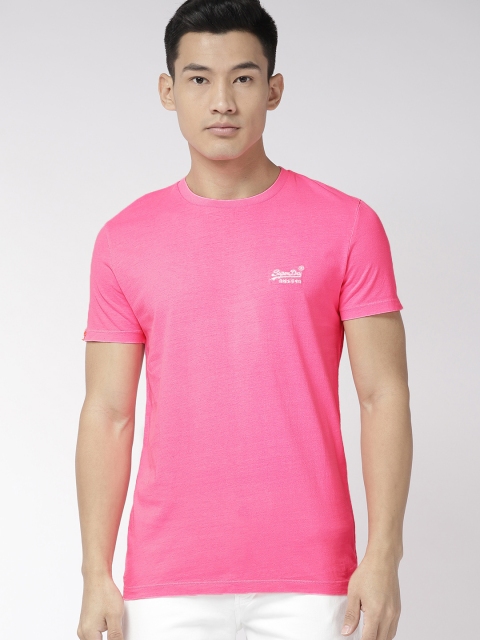 

Superdry Men Neon Pink Solid Round Neck T-shirt