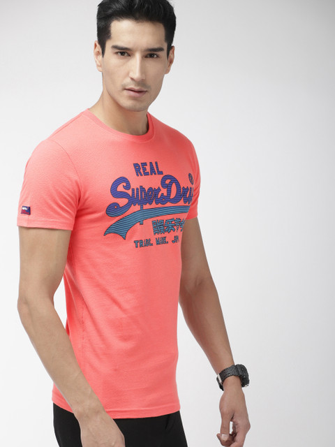 

Superdry Men Pink Printed Round Neck VINTAGE LOGO FADE T-shirt