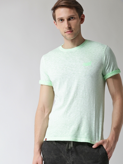 

Superdry Men Fluorescent Green Solid Round Neck T-shirt