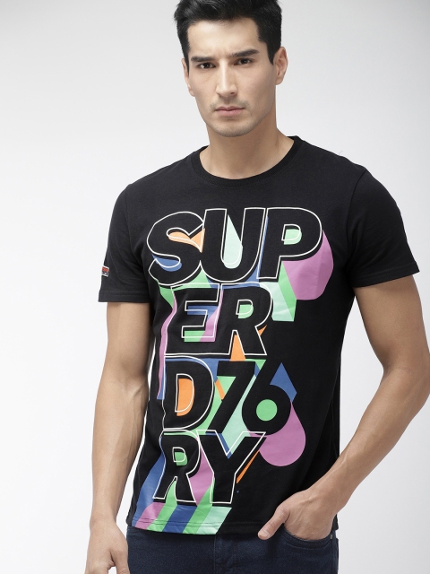 

Superdry Men Black Printed Round Neck RETRO MID WEIGHT T-shirt
