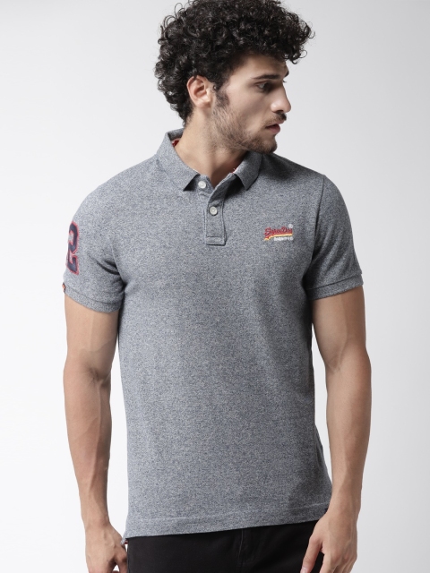 

Superdry Men Blue Solid Polo Collar T-shirt
