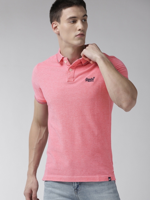 

Superdry Men Pink Solid Polo Collar T-shirt