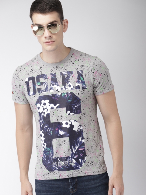 

Superdry Men Grey Printed Round Neck T-shirt