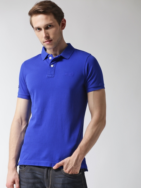 

Superdry Men Blue Solid Polo Collar T-shirt