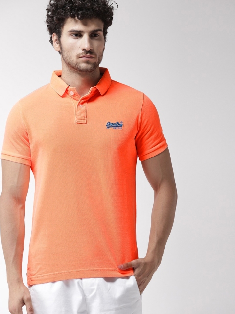 

Superdry Men Neon Orange Solid Polo Collar T-shirt