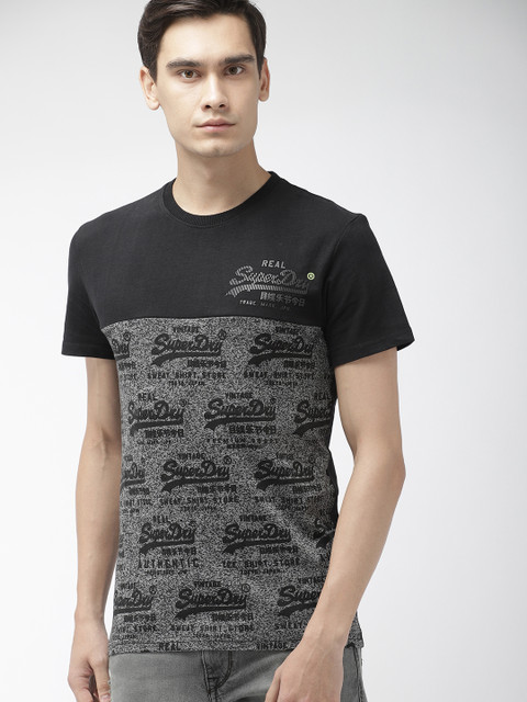 

Superdry Men Black Colourblocked VINTAGE LOGO NEON Round Neck T-shirt