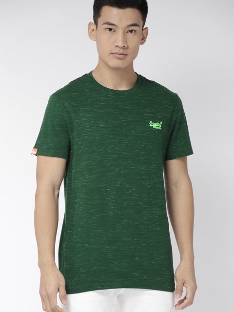 

Superdry Men Green Self Design Round Neck T-shirt