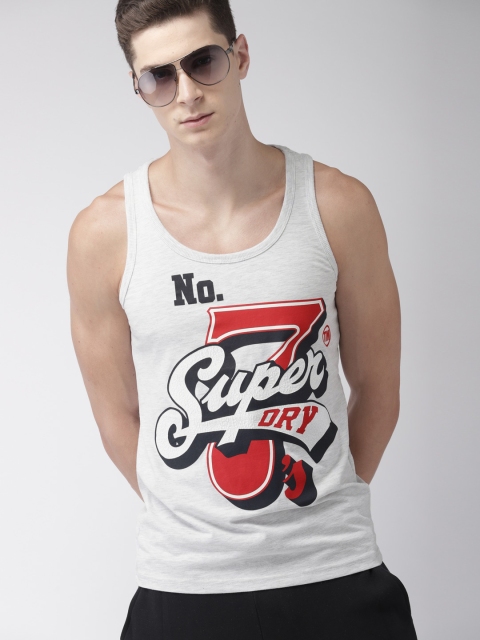 

Superdry Men White Printed Round Neck T-shirt
