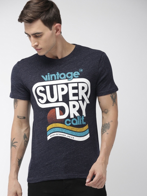 

Superdry Men Navy Blue & White Printed MALIBU Round Neck T-Shirt