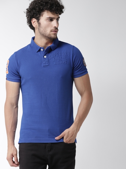 

Superdry Men Blue Solid Polo Collar T-shirt