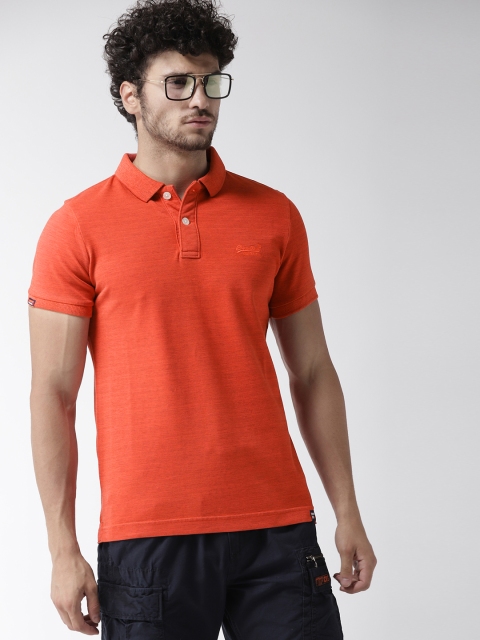 

Superdry Men Orange Solid Polo Collar T-shirt