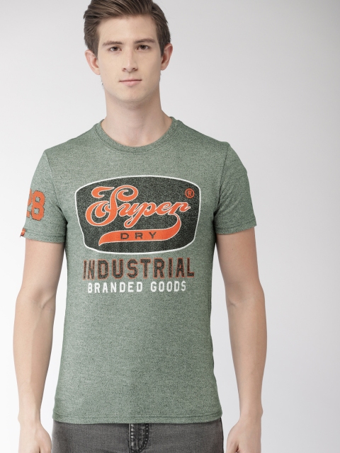 

Superdry Men Green Printed Round Neck T-shirt