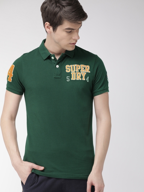 

Superdry Men Green Solid OLDSKOOL SUPERSTATE Polo Collar T-shirt