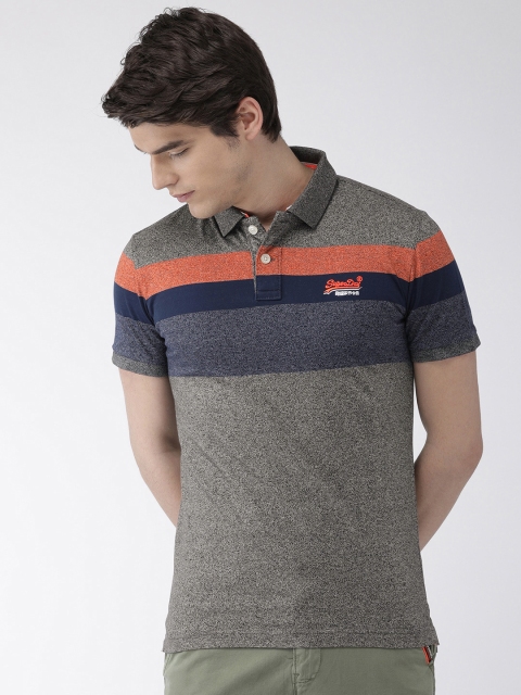 

Superdry Men Grey & Blue Colourblocked MIAMI FEEDER Polo Collar T-shirt