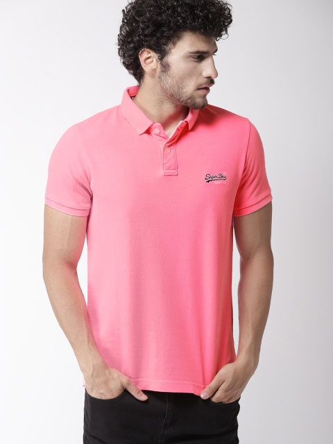 

Superdry Men Pink Solid Polo Collar T-shirt