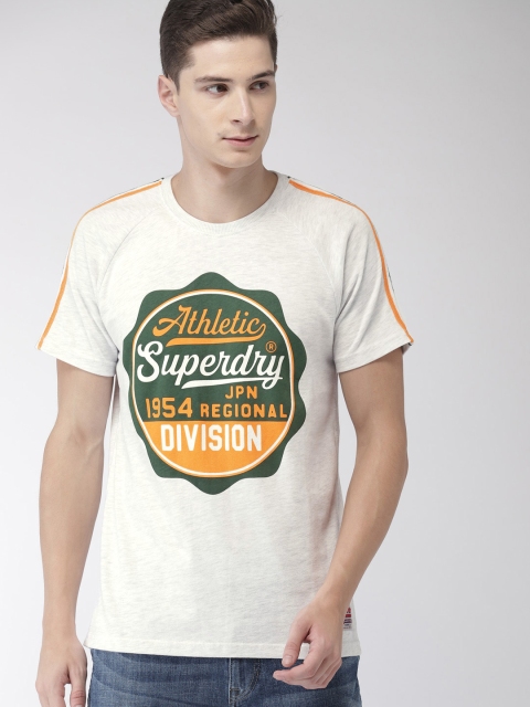 

Superdry Men White Printed Round Neck T-shirt
