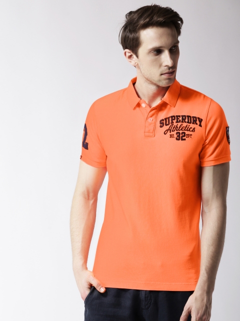 

Superdry Men Neon Orange Solid Polo Collar T-shirt