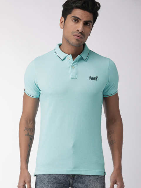 

Superdry Men Blue Solid Classic Poolside Polo Collar T-shirt
