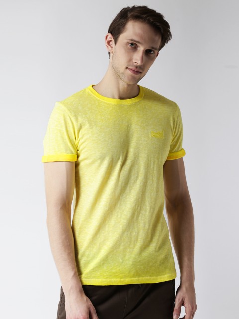 

Superdry Men Yellow Solid Round Neck T-shirt