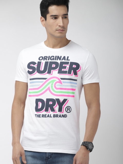 

Superdry Men White Printed Round Neck MALIBU MID WEIGHT T-shirt
