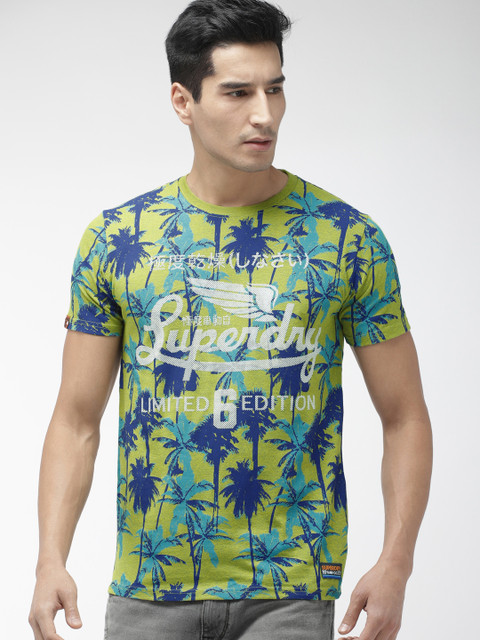 

Superdry Surf Co Men Lime Green Printed Round Neck NU AOP LITE T-shirt