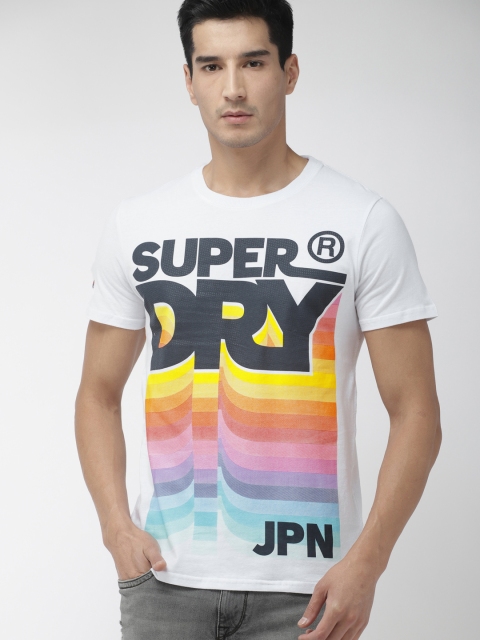 

Superdry Men White Printed Round Neck RETRO MID WEIGHT T-shirt