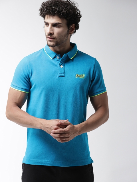

Superdry Men Blue Solid Polo Collar T-shirt