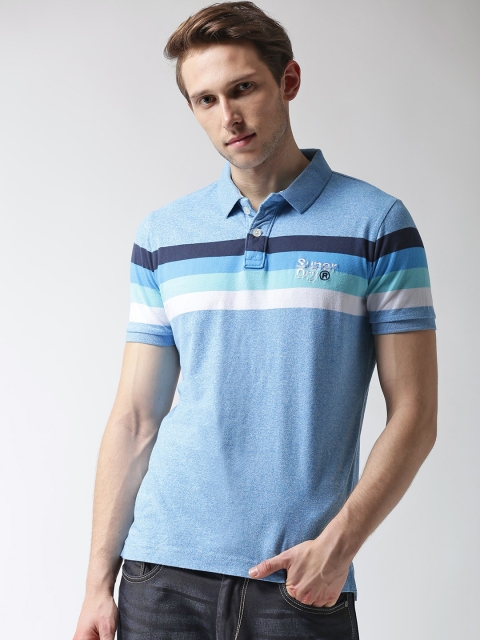 

Superdry Men Blue Striped Detail Polo Collar T-shirt