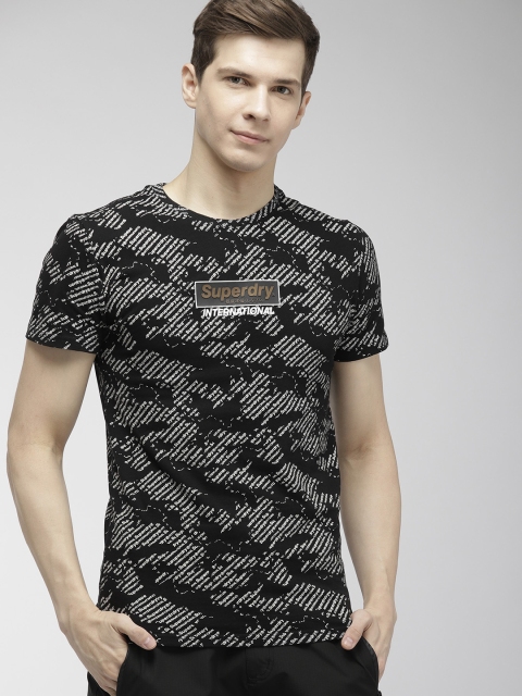 

Superdry Men Black & White Printed Round Neck T-shirt