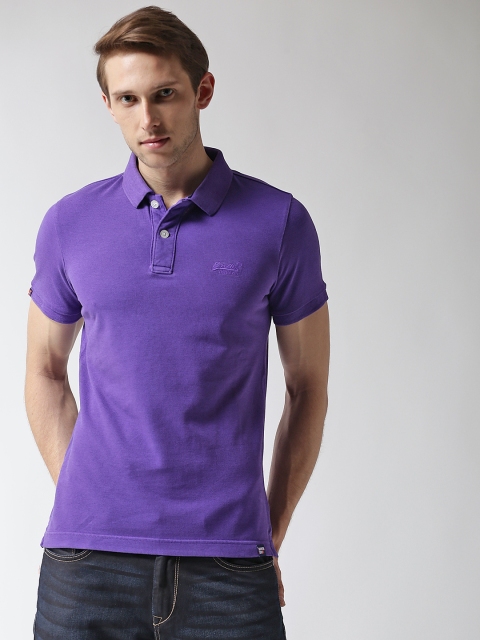 

Superdry Men Purple Solid Polo Collar T-shirt