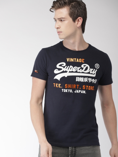

Superdry Men Navy Blue Printed Round Neck T-shirt