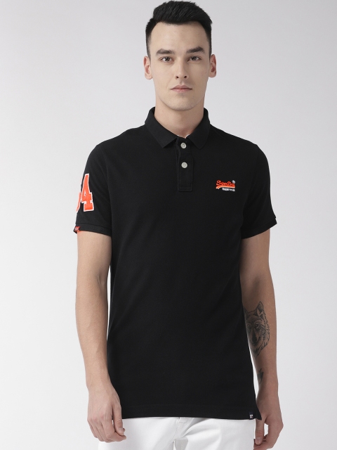 

Superdry Men Black Solid Polo Collar T-shirt