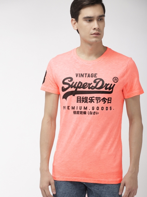 

Superdry Men Orange Printed PREMIUM GOODS Round Neck T-shirt