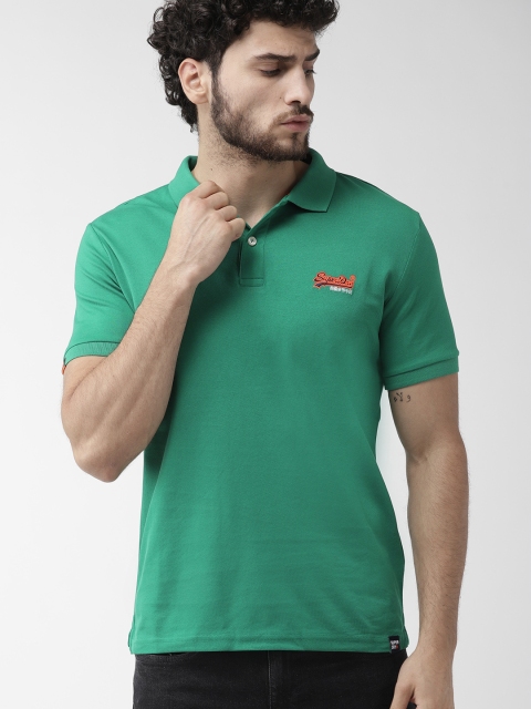 

Superdry Men Green Solid Polo Collar T-shirt