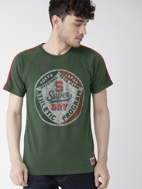 

Superdry Men Green Printed Round Neck T-shirt