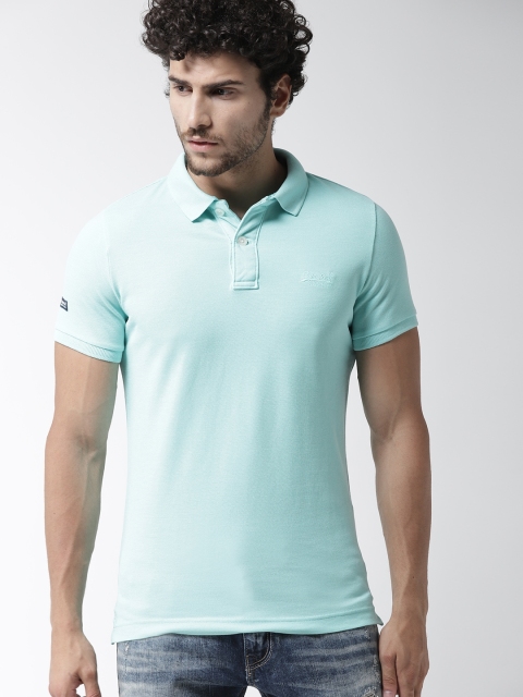 

Superdry Men Blue Solid Polo Collar T-shirt