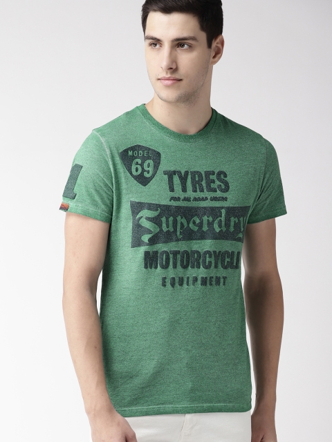 

Superdry Men Green & Navy Blue Printed Round Neck T-shirt