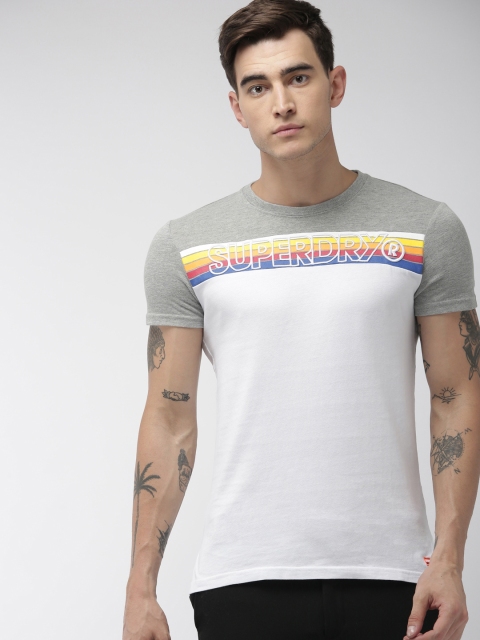 

Superdry Men White Embroidered Round Neck CALI STRIPE EMBROIDE T-shirt