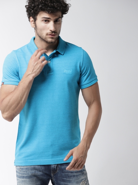 

Superdry Men Blue Solid Polo Collar T-shirt