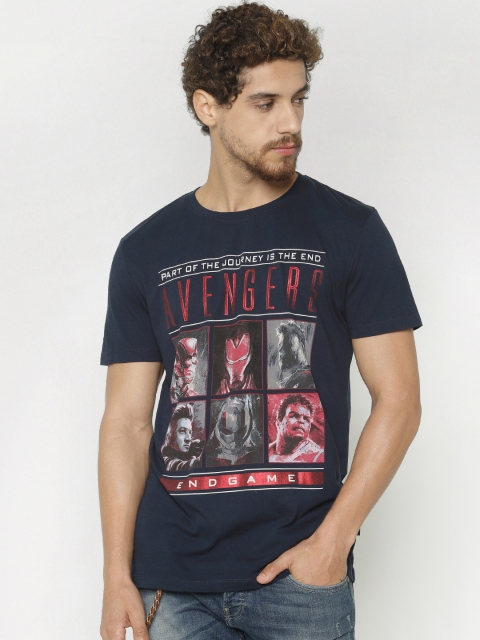 

Jack & Jones Men Navy Blue Printed Slim Fit Round Neck Avengers Endgame T-shirt