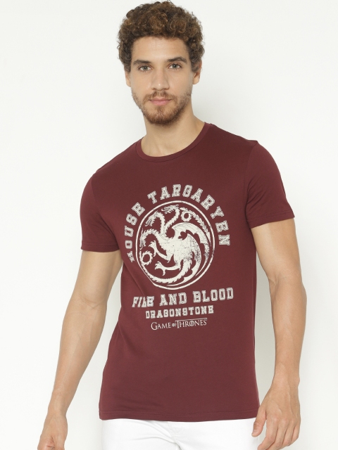 

Jack & Jones Men Maroon Printed Slim Fit Round Neck Game of Thrones T-shirt