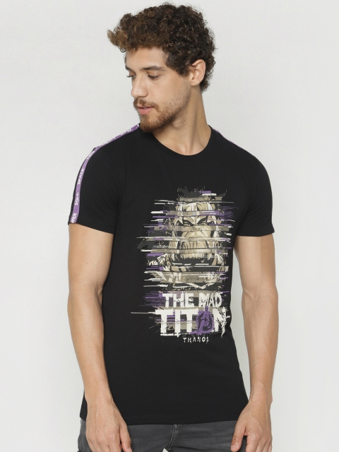 

Jack & Jones Men Black Printed Slim Fit Round Neck Avengers Endgame Thanos T-shirt
