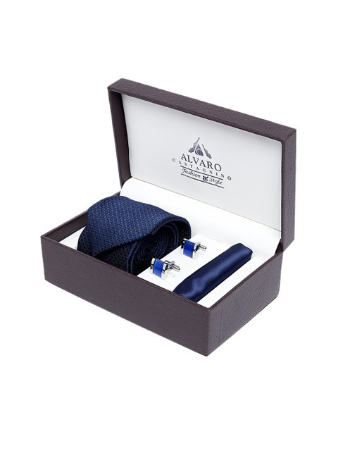 

Alvaro Castagnino Men Blue & Silver-Toned Accessory Gift Set