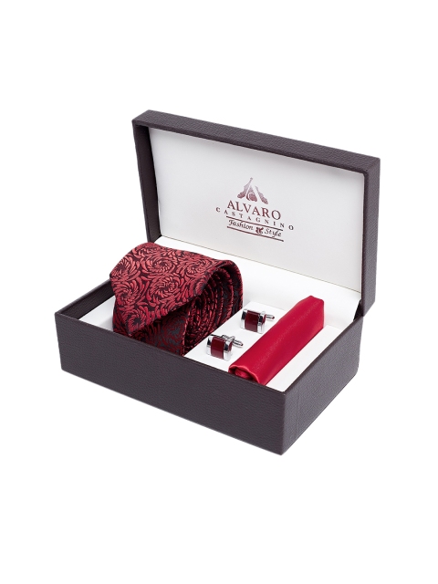 

Alvaro Castagnino Men Maroon & Silver-Toned Accessory Gift Set