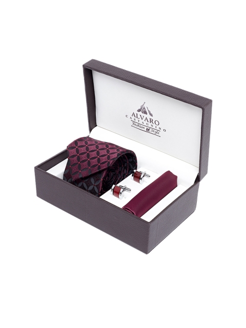 

Alvaro Castagnino Men Maroon & Silver-Toned Accessory Gift Set