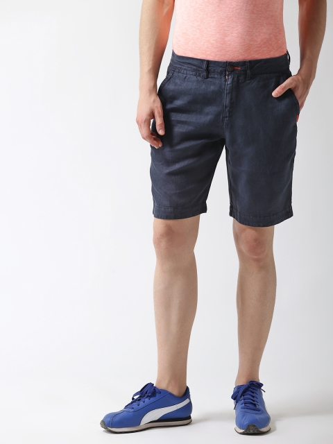 

Superdry Men Navy Blue Linen Solid Slim Fit Chino Shorts