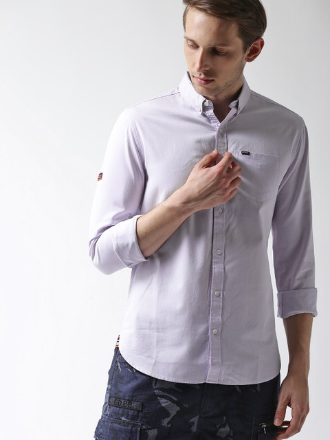 

Superdry Men Lavender Regular Fit Solid Casual Shirt