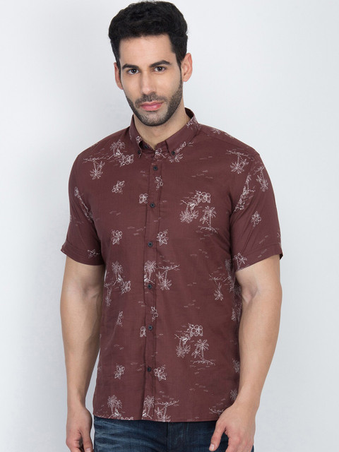 

Antony Morato Men Burgundy Slim Fit Printed Casual Shirt