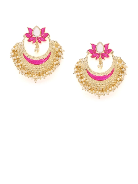 

Fabstreet Gold-Toned & Pink Contemporary Chandbalis